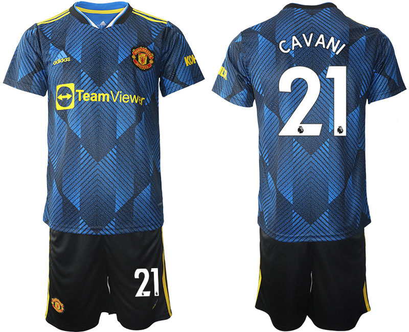 Men 2021-2022 Club Manchester United Second away blue #21 Soccer Jersey
